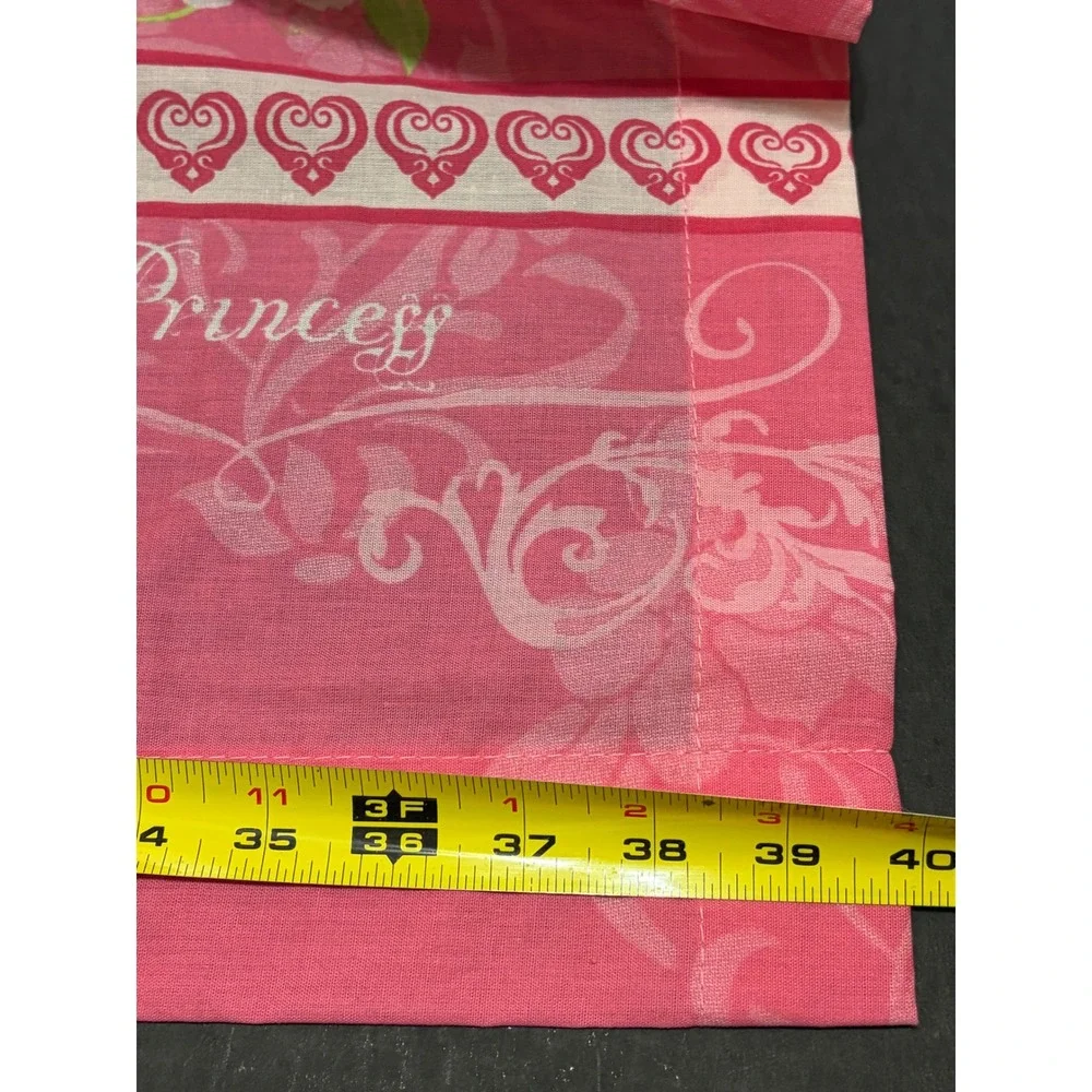 Vintage Disney Princess Pink Curtains Valance + 2 Panels Cinderella Belle Aurora